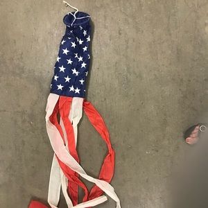 Stars and strips wind sock and wired garland deco